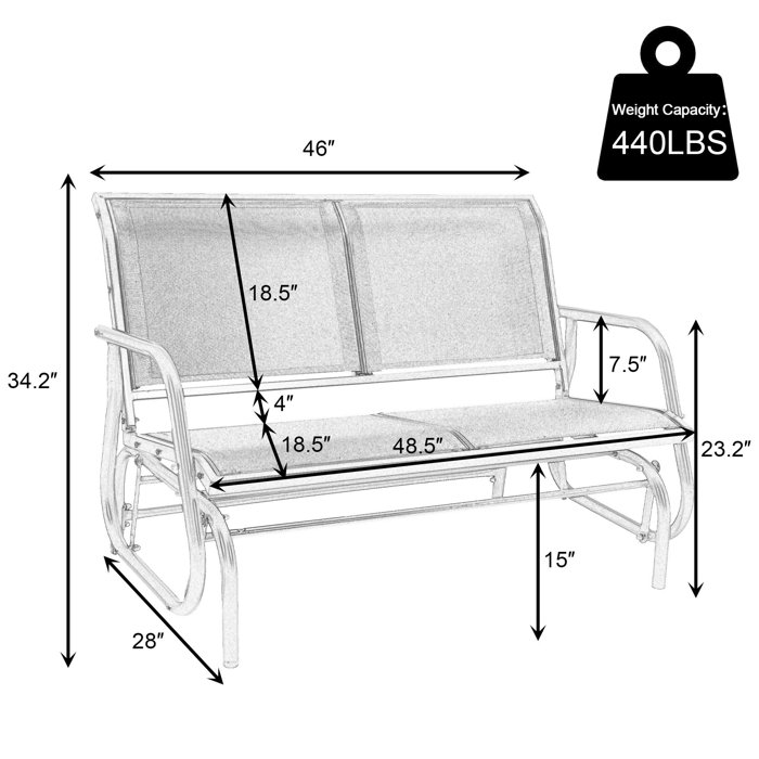 Latitude Run® Outdoor Gliding Metal Bench Wayfair